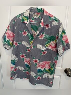 Vintage Cooke Street  Hawaiian Shirt Mens Button Down Seersucker Small  READ